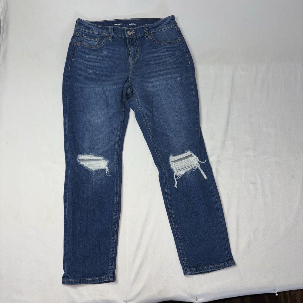 Old Navy Mid-Rise Boyfriend Jeans Dark Wash Size 0 31” Long